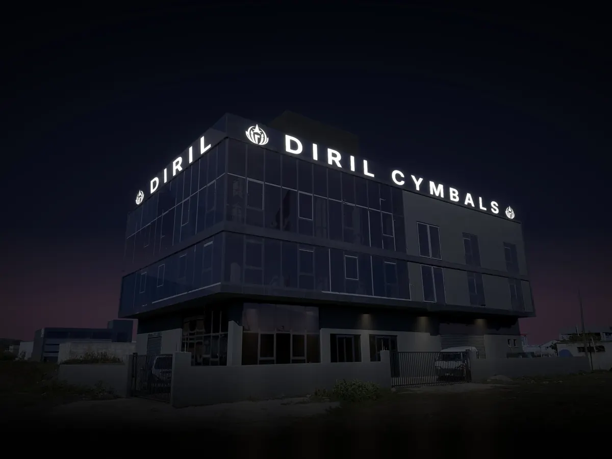 The Diril factory in Samsun at night with its sign lit